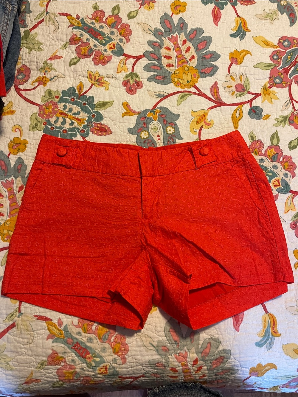 Banana Republic Red Textured High-Waist Shorts
